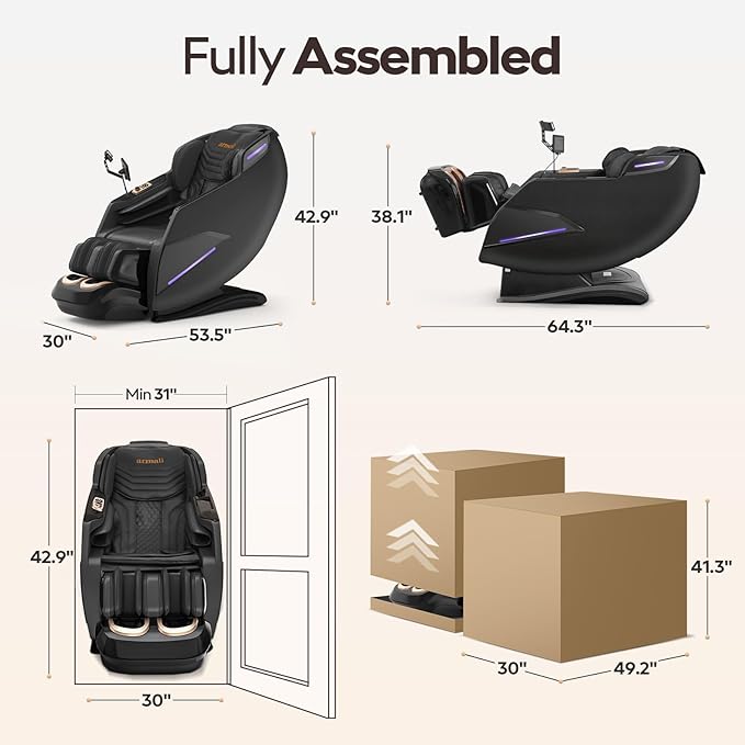 4D Massage Chairs Full Body,Zero Gravity SL-Track Shiatsu Massage Chair Recliner,Core Heating,20 Massage Techniques,Deep Yoga Stretch,Foot Rollers, Ai Voice,Touch Screen,Wireless Charging