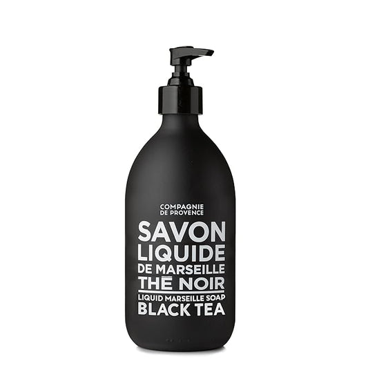 Compagnie de Provence Savon de Marseille Extra Pure Liquid Soap - Black Tea - 16.7 Fl Oz Glass Pump Bottle