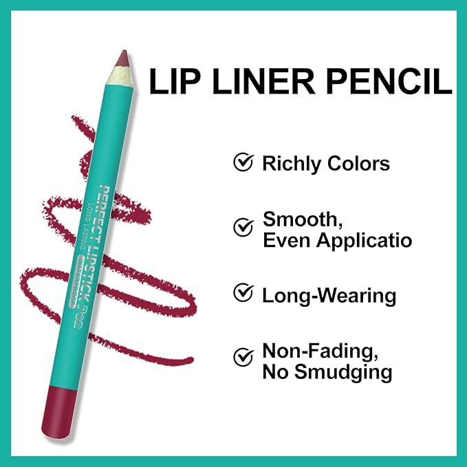 Erinde 6PCS Lip Liner Pencil, Nude Lip Liner Set with Lip Liner Sharpener, Matte Dark Brown Pink Red Mauve Series Lip Liner Pack, Waterproof Long Lasting Liner Crayon Lipstick for Women Daily Makeup