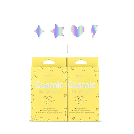 Hanhoo Cosmic Blemish Patch, 48 Count Holographic Pimple Patches, Multi-shaped Zit Stickers, Reduces Size of Blemishes, Acne Spot Treatment, Gentle Blemish Care, Korean Skincare 2 Pack