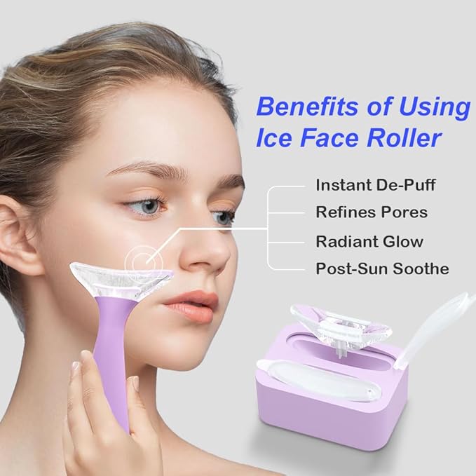 Ice Roller for Face - Reusable Silicone Ice Mold for Eye Depuffing, Wrinkle Appearance Reduction & Daily Cooling Skincare