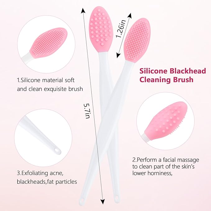 Silicone Face Scrubber, 3pcs Exfoliating Lip Brush, 3pcs Cleansing Brush,1pcs Face Mask Brush Exfoliator Blackhead Skin Care Tool