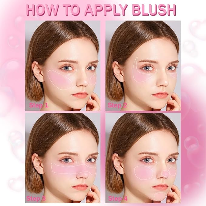 Blush for Cheeks Makeup Palette, Natural Matte Cream Powder Single Blushes for Eye and Cheek, Buildable Long-Lasting Color, Vegan & Cruelty-Free, Everyday Makeup Look for Women, #01-Light Pink