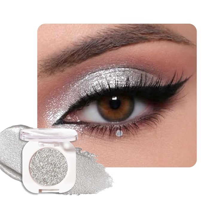 Slive Glitter Single Eyeshadow, Lightweight Blendable Mini Eye Shadow for Older Women, Monochrome Eyeshadow Palette Makeup Pigmented Waterproof, Vegan & Cruelty-Free, 12