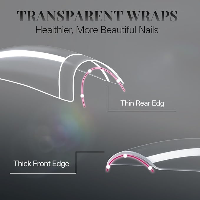 krofaue 504PCS Clear Fake Nails - Half Cover French Nail Tips 12 Sizes Acrylic Soft Gel Square False Tips Gift for Nail Extension DIY & Salon