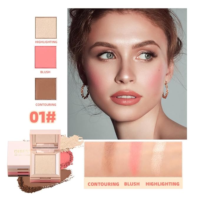 Contour and Highlight Blush Makeup Palette, Cream Bronzer,