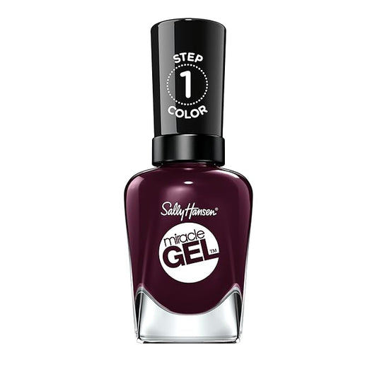 Sally Hansen Miracle Gel, Cabernet With Bae, Long Lasting, Gel-Like Formula, No UV Lamp Needed, Opaque, Shiny Red Nail Polish