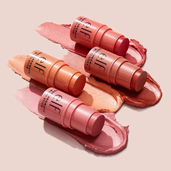 e.l.f. Monochromatic Multi Stick, Travel-Sized Luxuriously Creamy & Blendable Color For Eyes, Lips & Cheeks, Vegan & Cruelty-Free, Glimmering Guava, 0.17 Oz