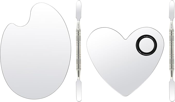 yueton 2SET Stainless Steel Color Palette Makeup Mixing Palette Nail Tools Palette Metal Foundation Makeup Palette for Beauty Color Matching Tools