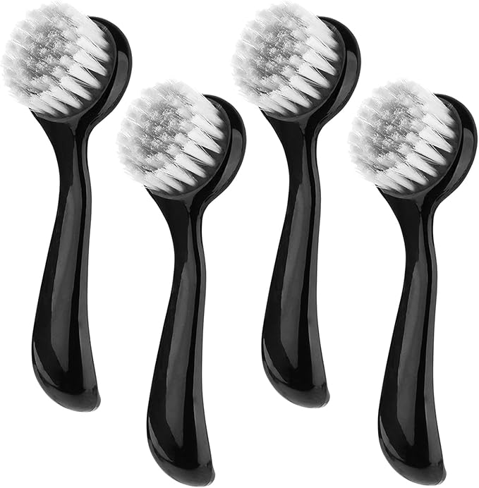 Facial Cleansing Brush 4 PCS, Facial Exfoliating Brush Face Wash Scrub Exfoliator Brush for Makeup Skincare Removal (Black)