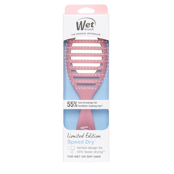 Wet Brush Speed Dry Hair Brush, Pink Drink (Summer Quencher) - Vented Design & Soft HeatFlex Bristles Are Blow Dry Safe - Ergonomic Handle Manages Tangles - Pain-Free Hair Accessories