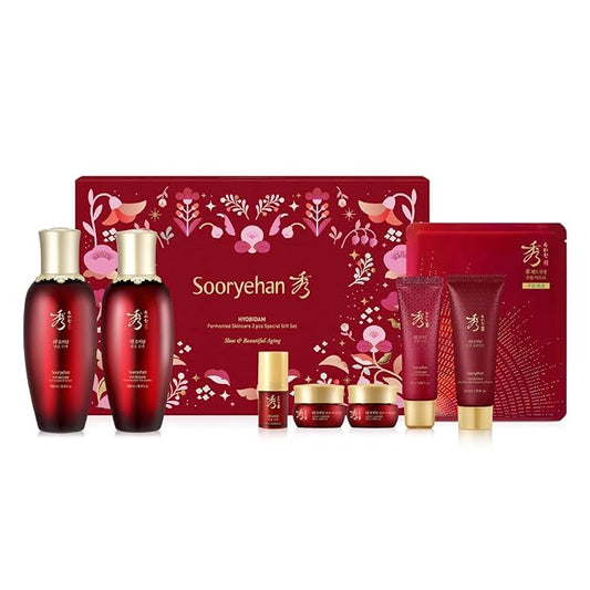 Sooryehan Hyobidam Fermented Bundle Gift Set (14fl oz) - Hyobidam Korean Skin Care Gift Set with Toner, Emulsion, Essence, Cream, Eye Cream, Mask & Foam,. Wild Ginseng Anti-Aging Hydration & Firming.