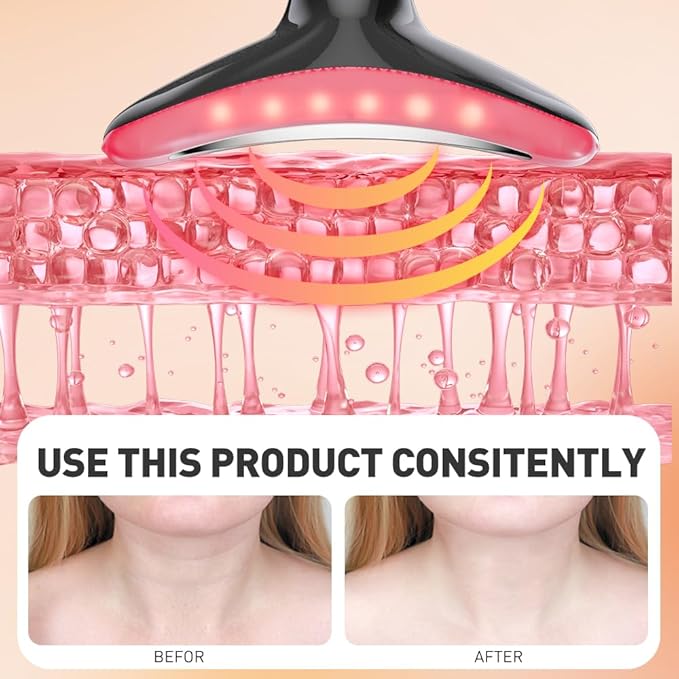 Facial Massager, 3 Modes Face Sculpting Tool, Vibrating Neck Face Massager with Thermals (Black)