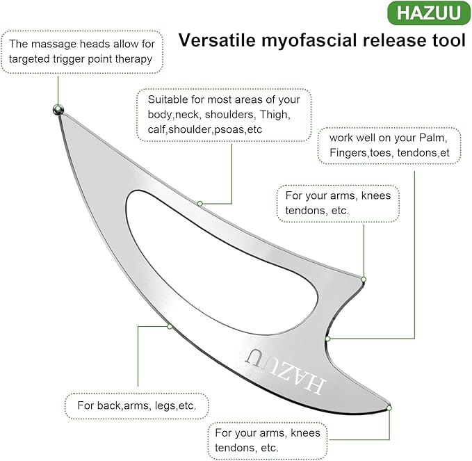 Stainless Steel Guasha Scraping Massage Tool for Soft Tissue Therapy, Ideal for Back, Legs, Arms, Neck, Shoulder Relief (Moon Shape)