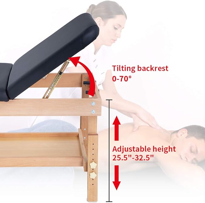 BestMassage Massage Table 28 inchs Wide Massage Bed Lash Bed Height and BackRest Adjustable Fixed Type Heavy Duty Spa Bed for Medical Recovery Professional Massage Family Physical Therapy