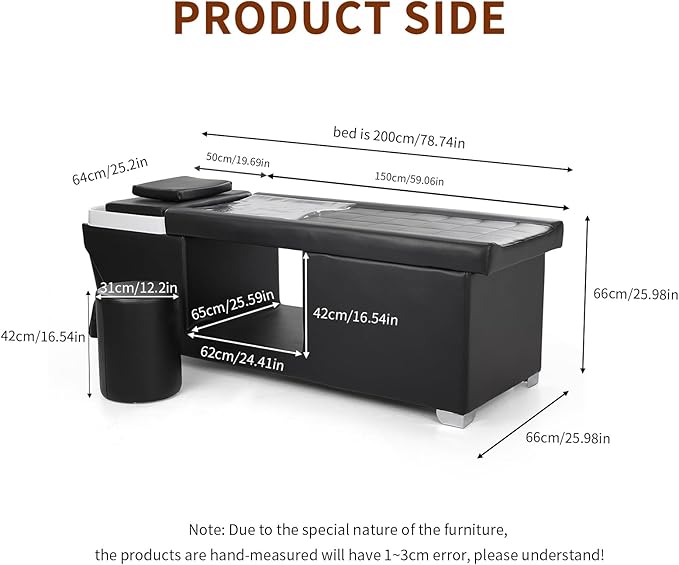 TATARTIST Head Spa Bed Shampoo Bed with Fumigation Head Therapy Massage Table Support Water Circulation Head Spa Equipment for Spa Barber Hair Beauty Salon (Black)