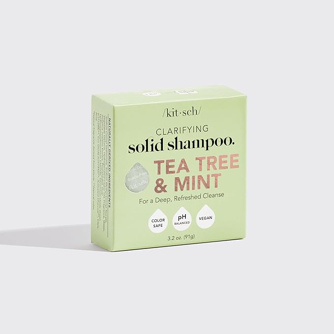 Kitsch Tea Tree & Mint Shampoo Bar - Anti Dandruff Shampoo for Itchy Scalp and All Hair Types - Natural Hair Shampoo Bar with Mint - Vegan Hair Care, Paraben & Sulfate Free, Made in USA - 3.2oz