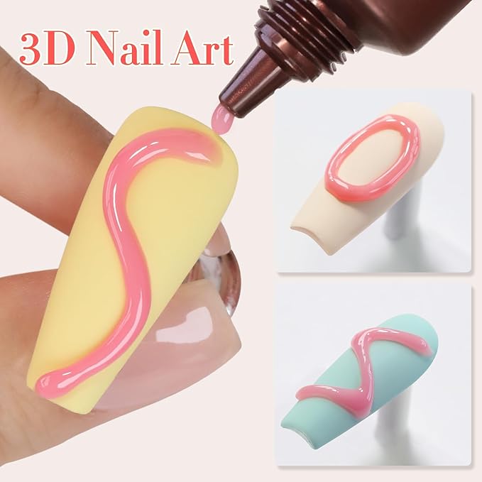 Double Rhythm 0.5 Oz 3D Nail Gel Nail Art Sculpting Gel No Wipe Gel Polish for Nail Designs DIY Nail Art for Drawing, Molding, Sculpture and Decoration (3D Sculpting Gel Pink)