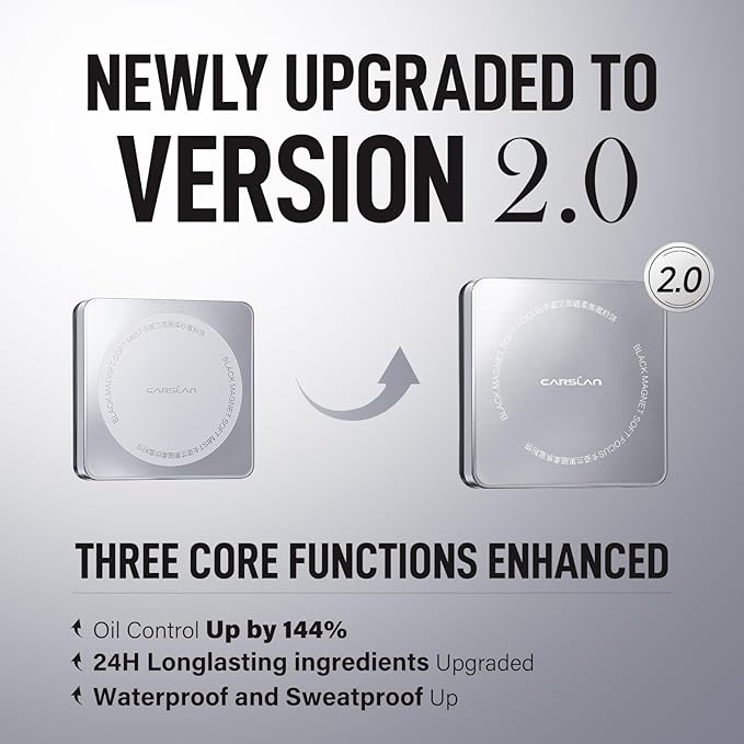 CARSLAN 2.0 Black Magnet Soft Focus Powder, Waterproof Translucent Pressed Setting Powder, 24H Longlasting Talc-Free Face Powder, Oil Control Compact Makeup,01 Pink For Dry&Com Skin, 0.28Oz