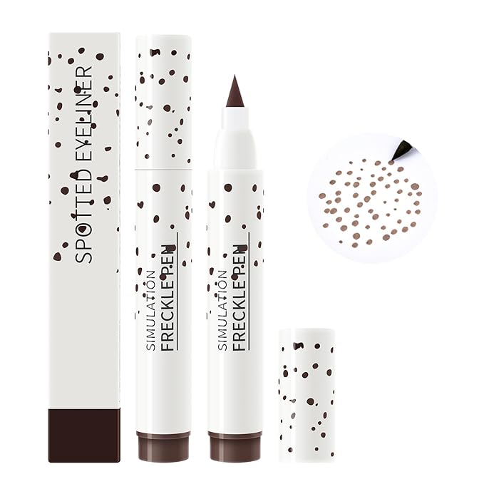 Freckle Pen, Natural Lifelike Faux Freckles Makeup Pen, Waterproof & Quick Dry, Soft Dot Spot Professional Faux Freckles, Create Magic Freckle Makeup (Light Brown)