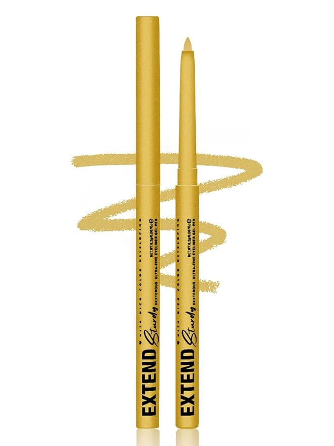 Gold Gel Glitter Eyeliner Pencil, Metallic Waterproof Smudge-Proof Creamy Retractable Smooth Eye Liner pencil, Hypoallergenic Long Lasting Eyeliner Brightener Pen Crayon Eye Makeup Gift for Women#03