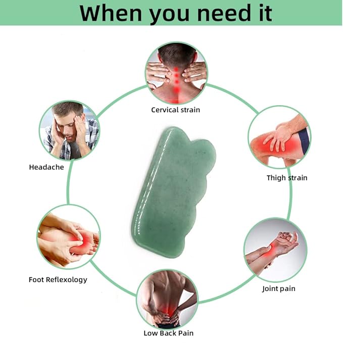 Gua Sha Facial Tool Natural Jade Stone Massage Board Tools for SPA Acupuncture Therapy Trigger Point Treatment, Gua Sha Scraping