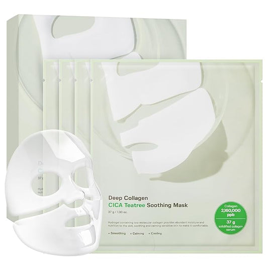 SUNGBOON EDITOR Deep Collagen CICA Tea Tree Overnight Mask | Acne Mask for Redness & Soothing | 2,160,000PPB Collagen + Tea Tree + Centella | Stocking Stuffers for Women | Korean Skincare, 4ea