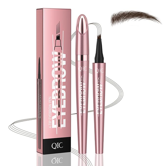 Eyebrow Pen, Waterproof Microblading Eyebrow Pencil, Eye Brown Makeup Pen with a Micro-Fork Tip for Women to Effortlessly Create Hair Like Natural Brows Dark Brown