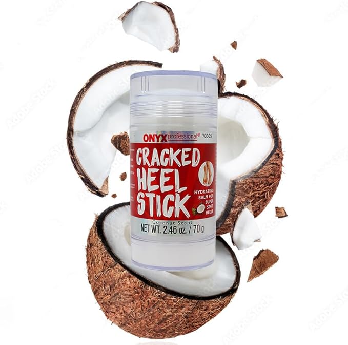 Onyx Professional Cracked Heel Repair Balm Stick for Dry Cracked Feet Treatment, Coconut Scent, 2 pack - Moisturizing Foot Balm, Rolls On, No Mess Like Foot Cream or Foot Lotion, Heel Treatment