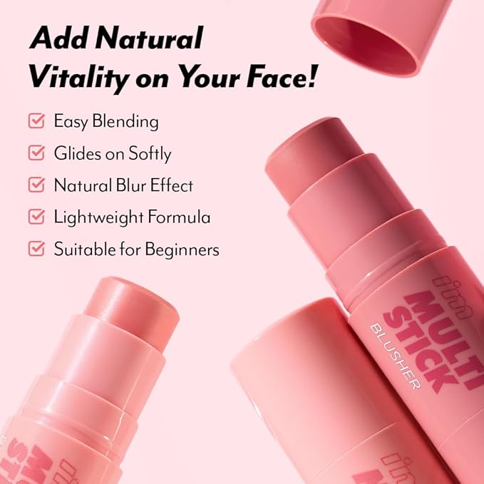 I'M MEME Blusher - I'm Multi Stick 001 Rose | Easy Blendable Cream Blush for Natural Look, Multi Blush Stick for Cheek Tint, Face Contour Makeup, and Face Blush, Suitable for Beginners and All Ages