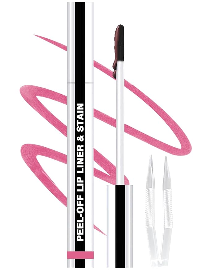 Lip Liner Stain Peel Off with Tweezer, Long Lasting Matte Lip Tattoo, Highly Pigmented Color Lip Tint Makeup, Waterproof, Transfer-proof Lipstain for Women, for All Skin Types