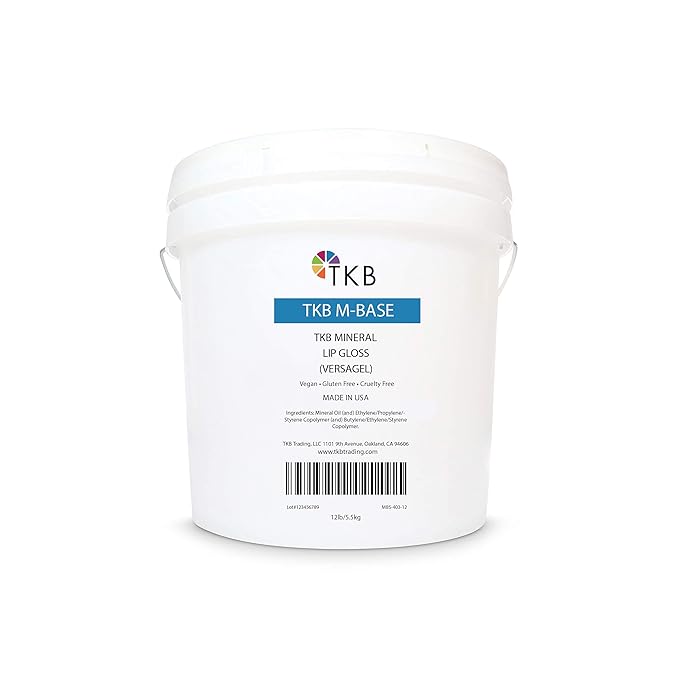 TKB Mineral Lip Gloss (M-Base) | Clear Versagel Base for DIY Lip Gloss, Made in USA (12lb (5.5 kg))