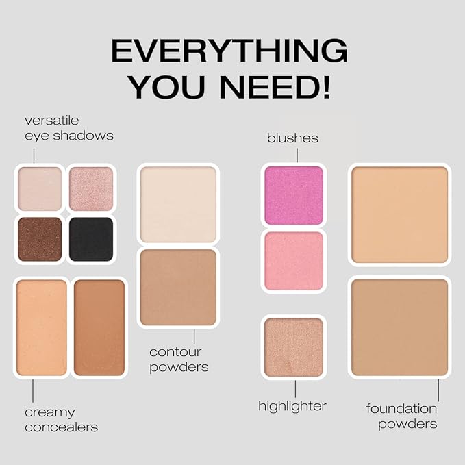 Woosh Beauty, Jetsetter Bundle in #2.5 Medium Tan, Fold out Face Original, Essential Brush Set, Travel Case in Black