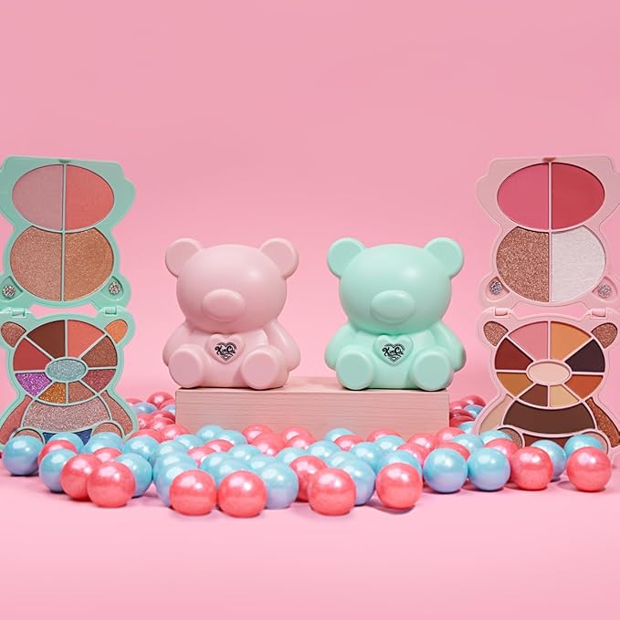 KimChi Chic Teddy Kim Palette - 17 Playful Eyeshadows, 2 Blushes, 2 Highlighters, Cruelty Free Makeup Palette, Boyfriend Mint 1.09 oz