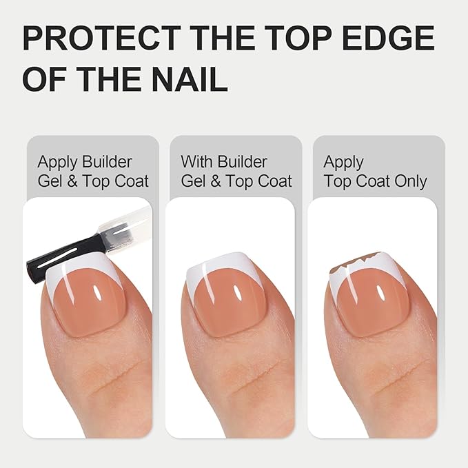 Vansiho Press on Toe Nails Short, Brown White French Tips Toenail Press on Square for Women, Soft Gel Fake Toe Nails, Acrylic Nails Soak off Toenail Home DIY 15 Sizes