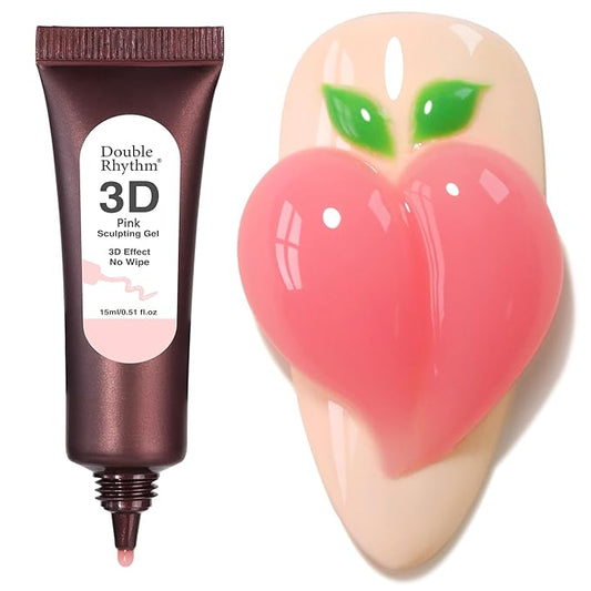 Double Rhythm 0.5 Oz 3D Nail Gel Nail Art Sculpting Gel No Wipe Gel Polish for Nail Designs DIY Nail Art for Drawing, Molding, Sculpture and Decoration (3D Sculpting Gel Pink)