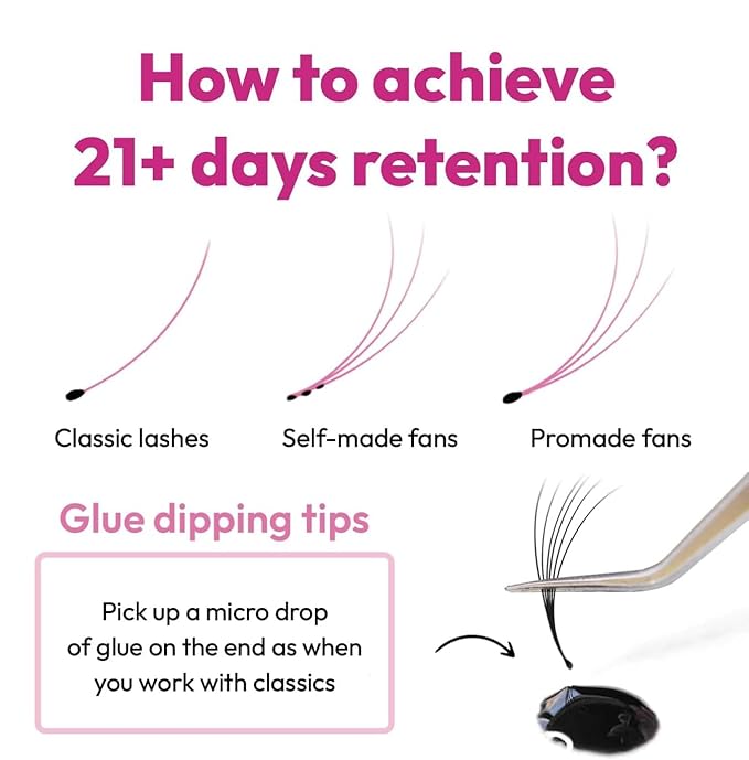 Eyesy Lash 500 Promade Fans - Volume Premade Lash Fans for Eyelash Extensions Pointy Base Handmade Loose Pre Made Eyelashes Middle Stem Soft and Lightweight (14D 0.03 CC 17mm)