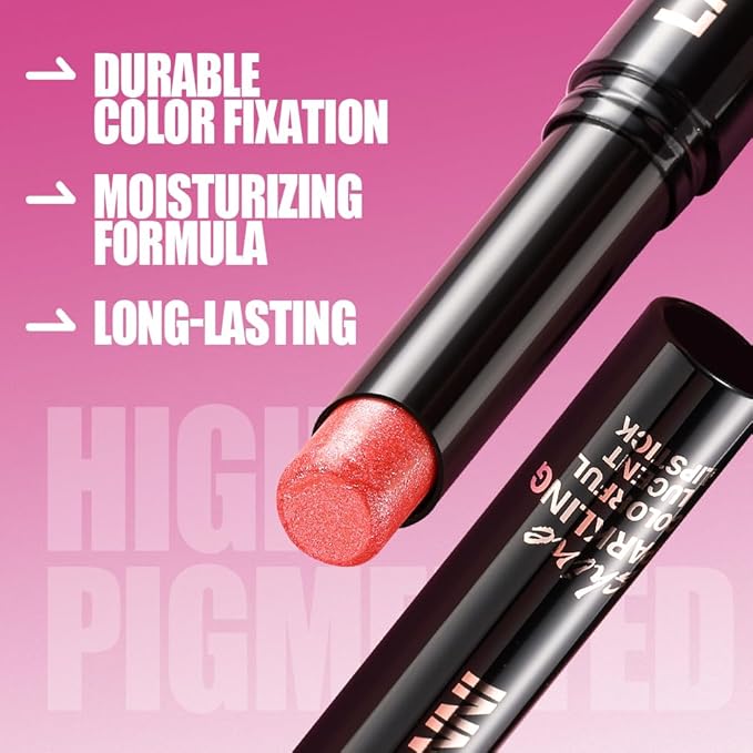 Jolilab 4Pcs Sparkling Lipstick Lip Gloss Long Lasting Waterproof Moisturizer Lip Balm Glitter Shimmer Metallic Lipstick, Diamond Shiny Bold Glow Goth for Women Girls,Non-sticky(01+02+07+08