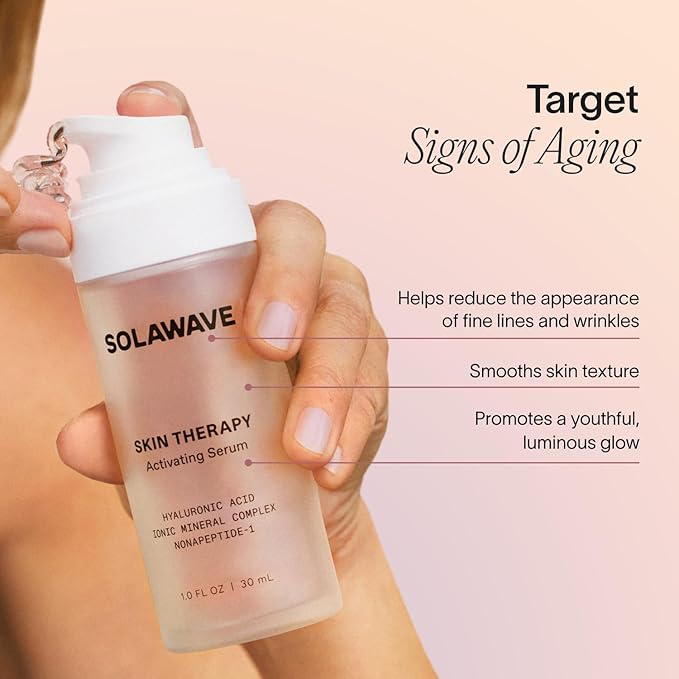Solawave Wand Skin Therapy Activating Serum | Hyaluronic Acid and Peptides | Enhance Skincare Device Results | Hydrating Microcurrent Galvanic Current | Wrinkle Smoothing