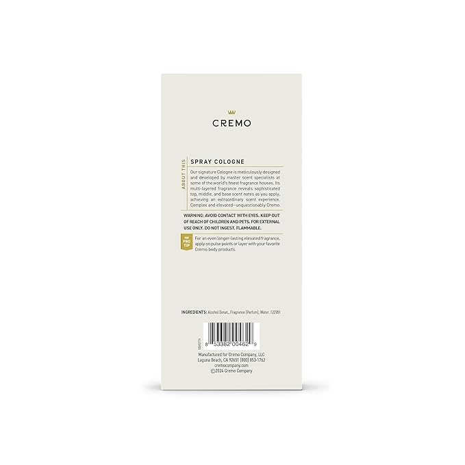 Cremo Cologne for Men - Bourbon & Oak Mens Cologne Spray - A Sophisticated Blend of Distiller’s Spice, Fine Bourbon and White Oak, Fragrances For Men, 3.4 Fl Oz