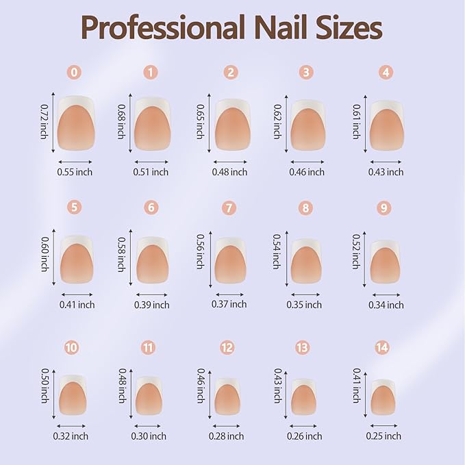 Misssix French Gel Nail Tips, 150Pcs French Tip Press on Nails Short Square Brown, No Need to File 3 in 1 Tips Pre-lasting, Fake Nails for Nail Art DIY 15 Sizes