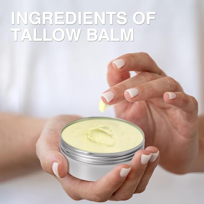 Beef Tallow, Beef Tallow for Skin, Beef Tallow Moisturizer, Beef Tallow Balm for Face Moisturizer Grass Fed for All Purpose Balm, Natural Beef Tallow Lotion for Skin Care (2.5oz)