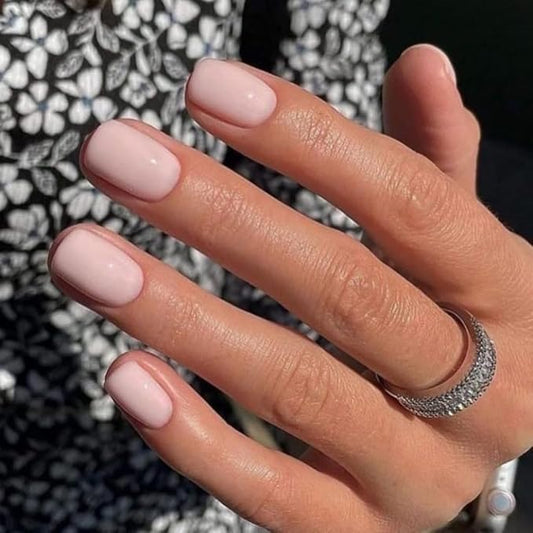 48pcs Nude Press-on Nails, Glue-on Nails - Short, Square, Extra Short, Acrylic, Natural, Handsmade Thick False Nails for Women