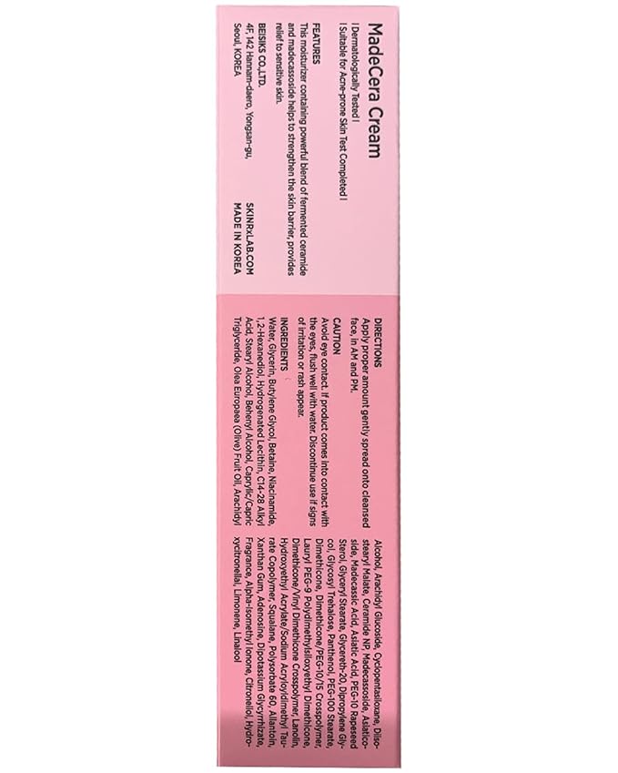 SKINRxLAB Made Cera Cream - Acne & Redness Relief Face Moisturizer, Sebum Control, Improving Skin Barrier with Ceramide and Madecassoside, Anti-Aging and Pore Minimizing Face Cream, 1.69 fl.oz.