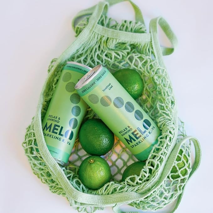 Melo Sparkling Kava Drink, Tahitian Lime, Sugar Free Non Alcoholic Drinks with Zero Calories, Gluten Free, Vegan, 100% Natural Mocktail with 750mg Kava Root per Drink, 12 Pack, 12 oz Cans