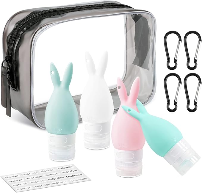 INSFIT Portable Travel Bottles, TSA Approved Leak Proof Containers for Toiletries, BPA Free Refillable Accessories for Shampoo, Body Wash, Liquids (4 Pack)