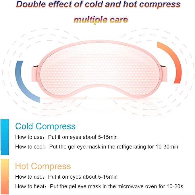2 Pack Cold Cooling Eye Mask, Hot/Cold Reusable Ice Packs - Compress Therapy for Puffy Eyes, Skin Care, Headaches, Migraines, Stress Relief.