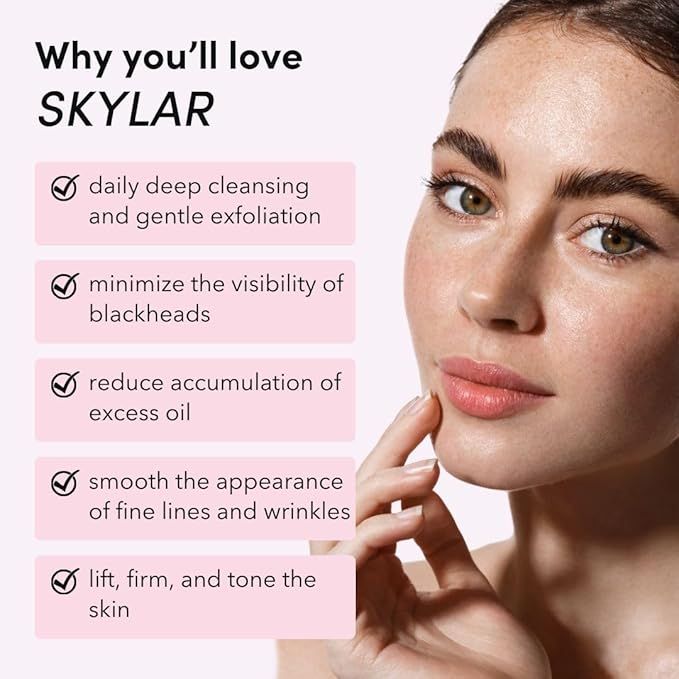 Fancii Facial Cleansing Brush with Self Cleaning Station, Rechargeable & Waterproof - Electric Face Scrubber for Gentle Exfoliation and Deep Scrubbing - 2 Exfoliating Brush Heads, Skylar (Green)