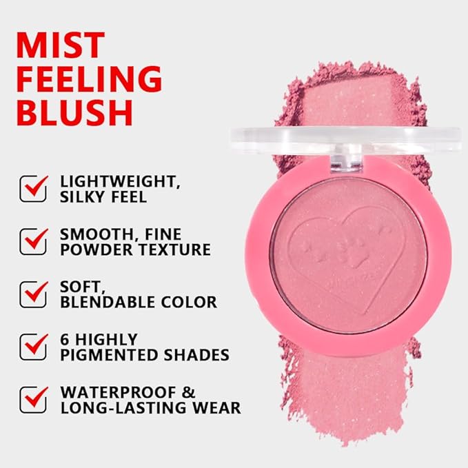 Matte Blush Powder for Cheeks, Cruelty Free Makeup – Long Lasting Natural Face Blusher Makeup, Lightweight Blendable Cheek Color Palette for Women All Skin Tones - #04 Vivid Pink