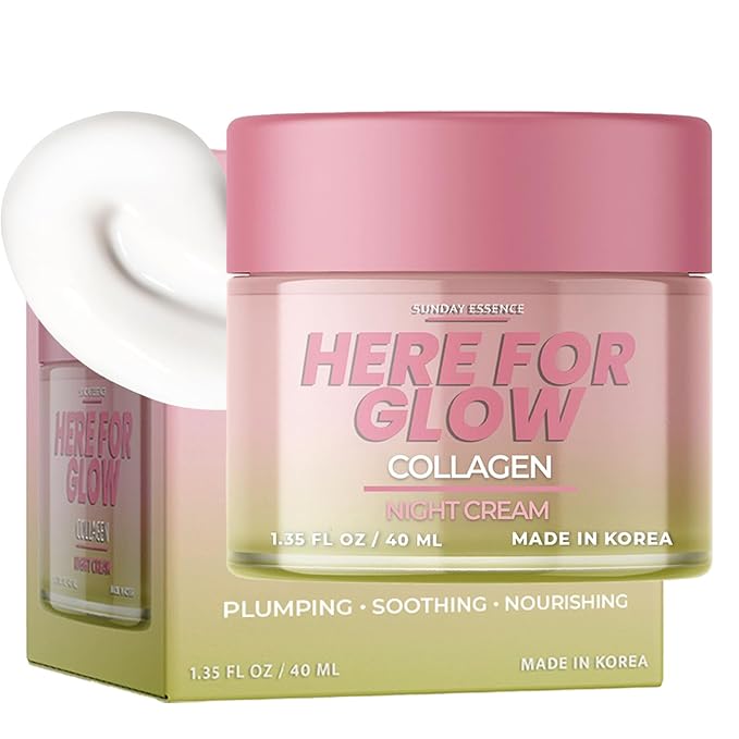 Collagen Night Cream - Dermatologist Tested, Korean Skin Care, Anti-Aging - Hydrating Moisturizer, Retains Moisture - Vegan, Non- GMO, Clean Beauty, 95% Natural - 1 Pack